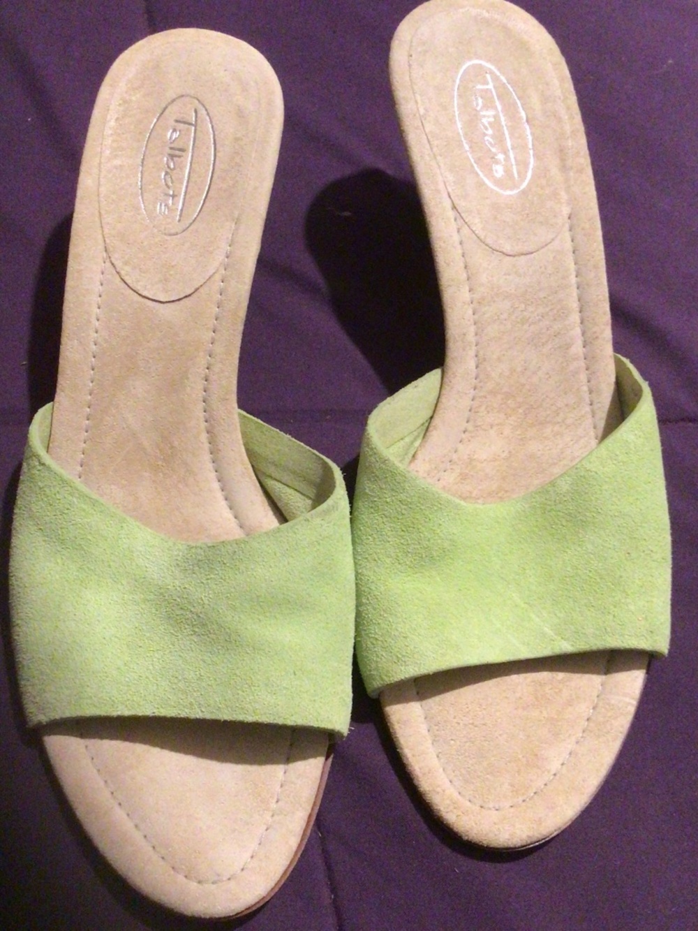 NWOT Lime Suede Talbots Slip On Sandals 7.5